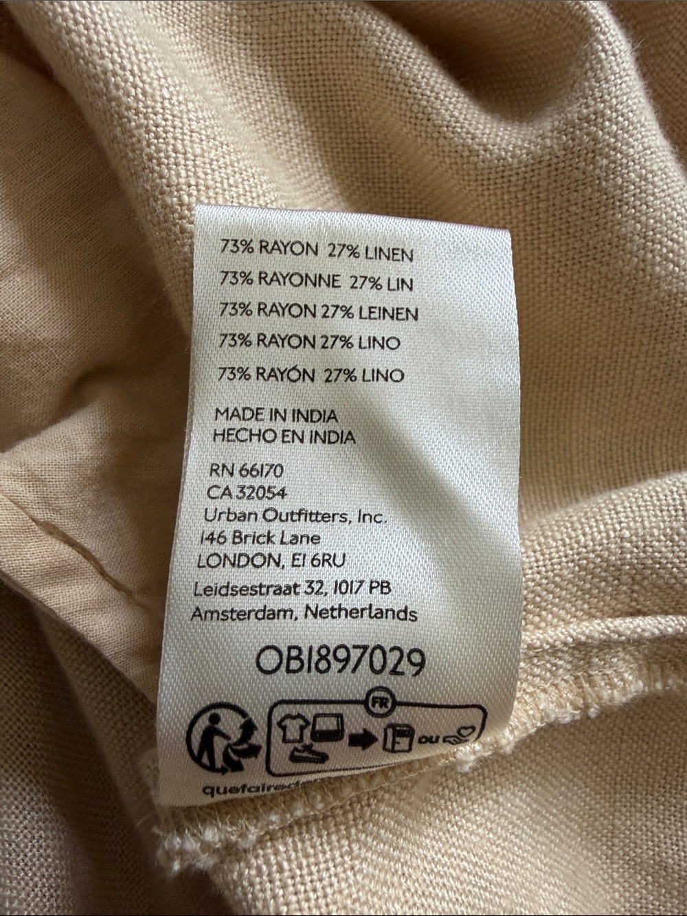 Free People Oatmeal Linen Blend Mini Skirt Size 2 Neutral Boho NWT - Picture 10 of 10